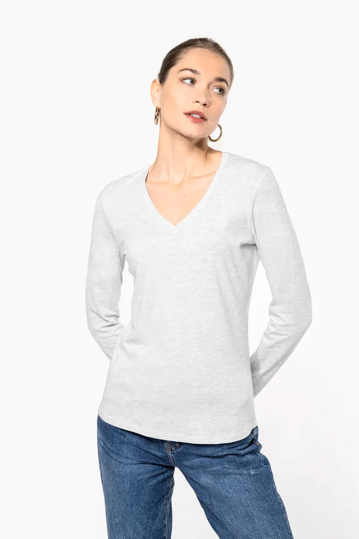 T-shirt col V manches longues femme 9