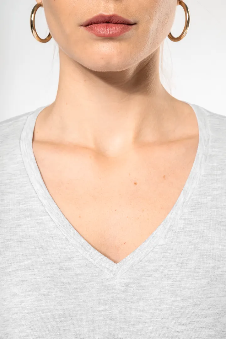 T-shirt col V manches longues femme 10