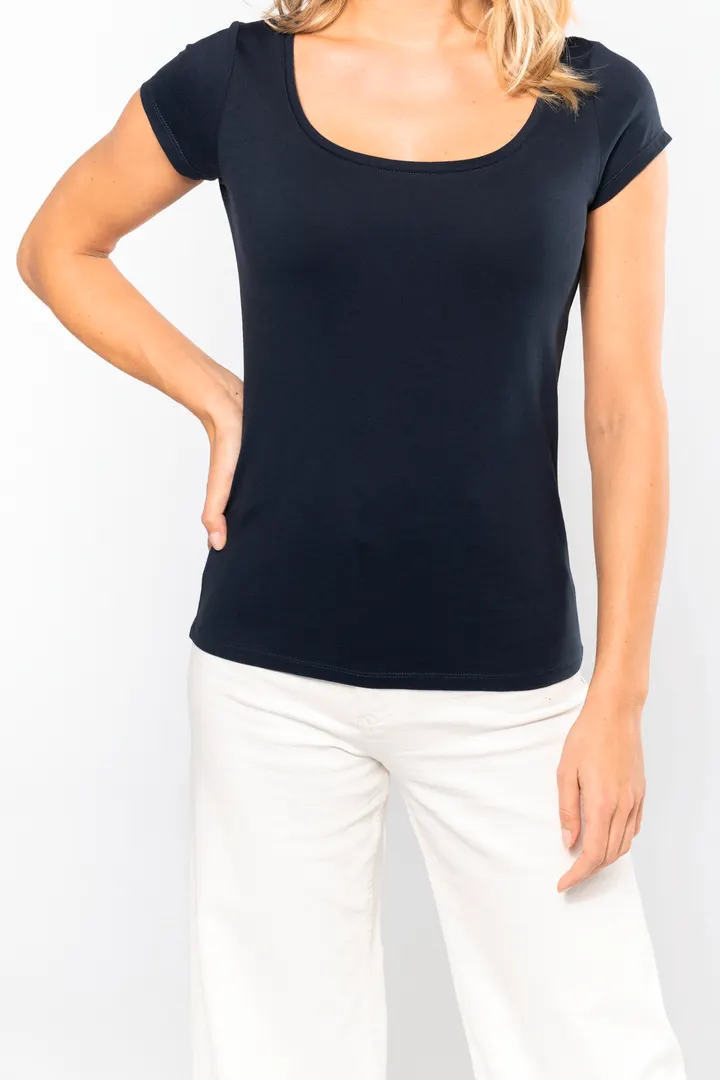 Ladies’ boat neck short-sleeved T-shirt 2