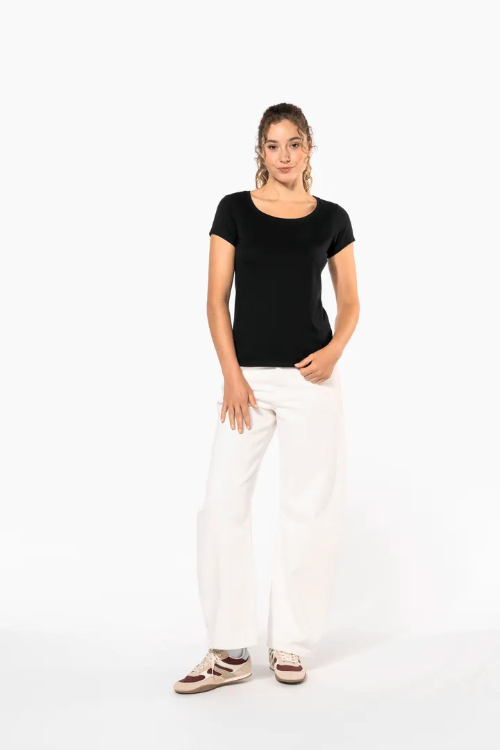 Ladies’ boat neck short-sleeved T-shirt 1