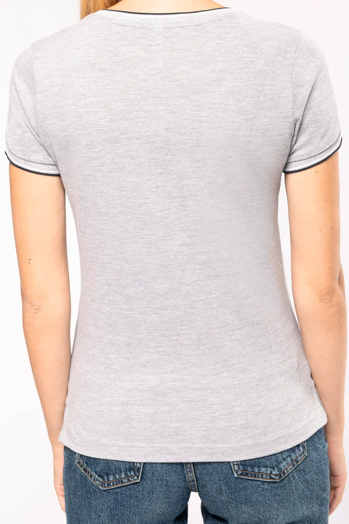 Damen T-Shirt aus Piqué-Trikot mit V-Ausschnitt 6