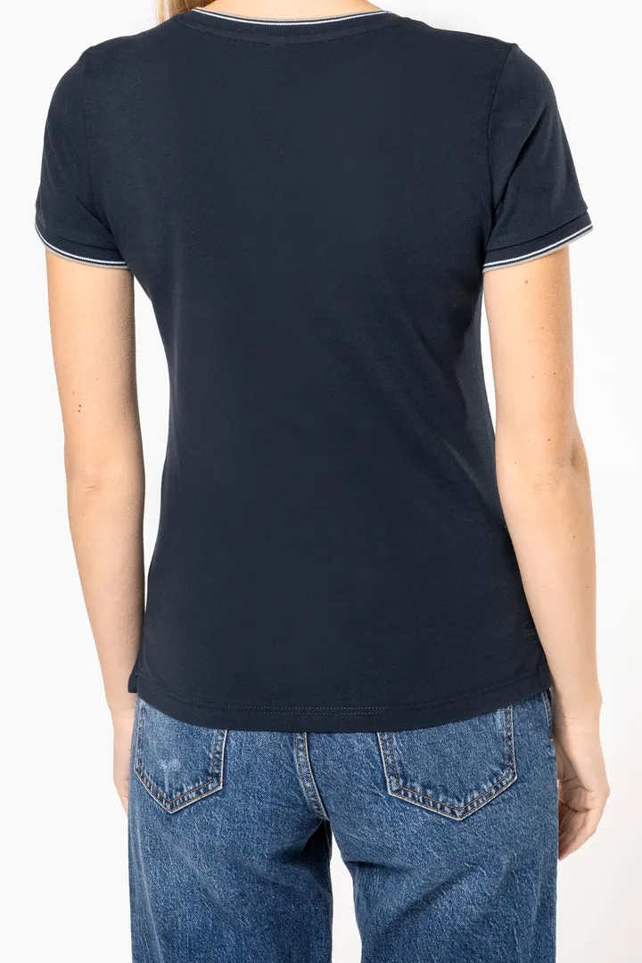 Damen T-Shirt aus Piqué-Trikot mit V-Ausschnitt 4