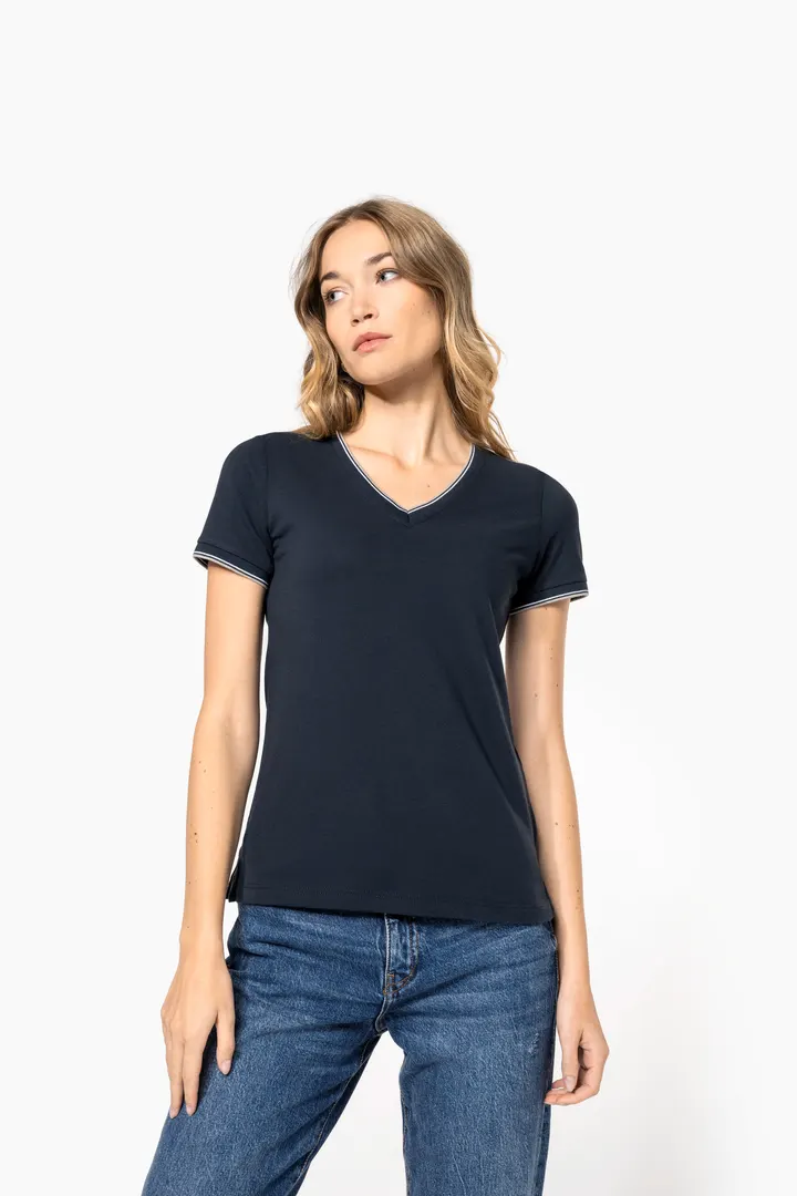 Damen T-Shirt aus Piqué-Trikot mit V-Ausschnitt 8