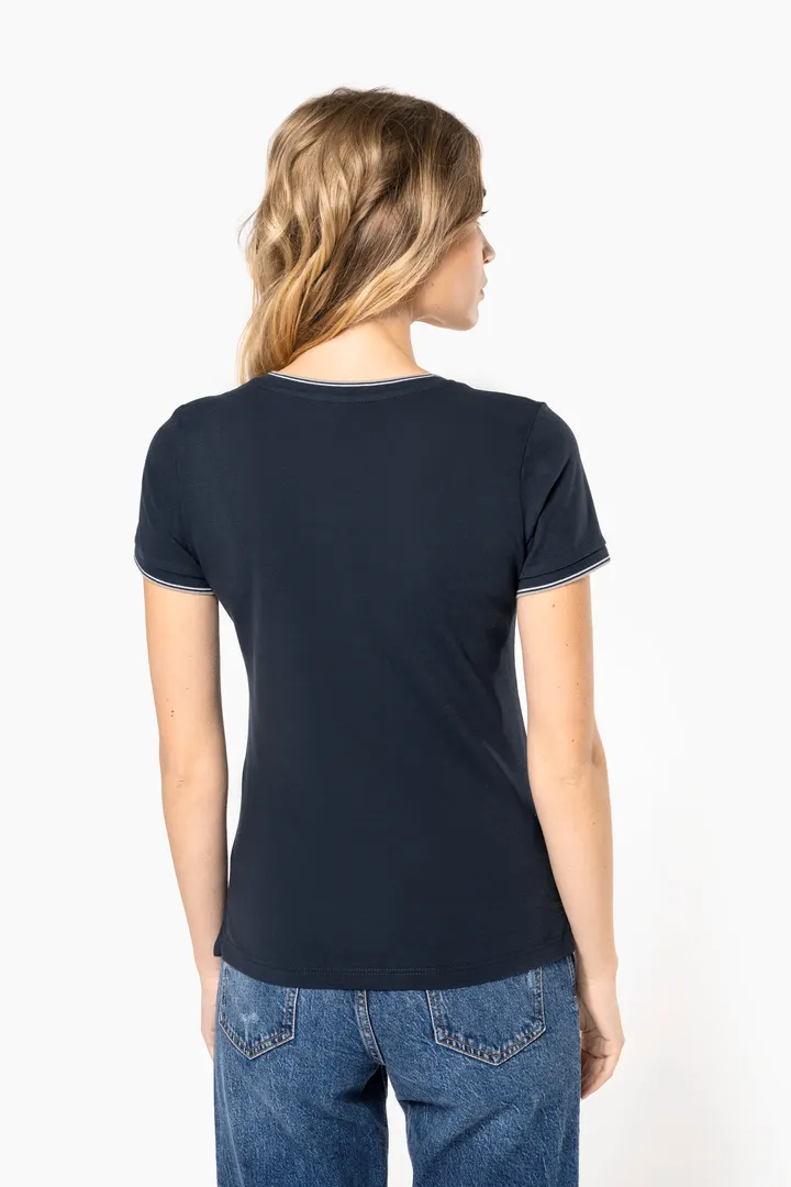 Damen T-Shirt aus Piqué-Trikot mit V-Ausschnitt 9