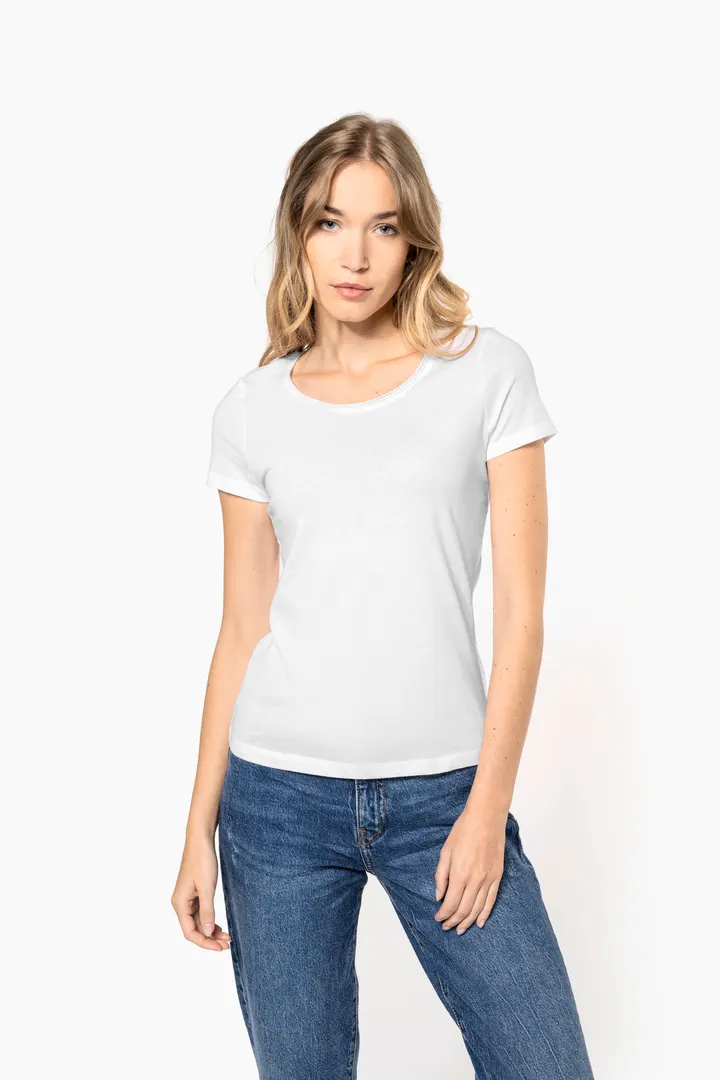 Bio-T-Shirt für Damen mit kurzen Ärmeln und ungesäumtem Halsausschnitt 10