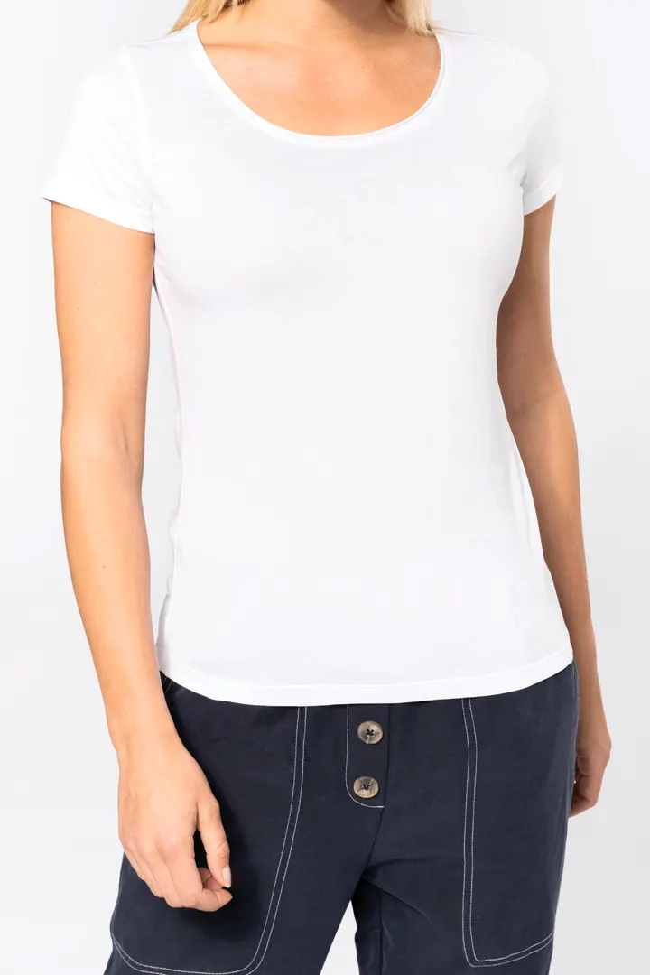 Bio-T-Shirt für Damen mit kurzen Ärmeln und ungesäumtem Halsausschnitt 3