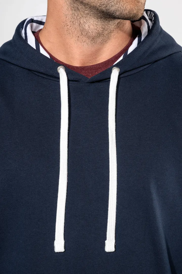 Unisex-Kapuzensweatshirt mit kontrastfarbener Kapuze und Motiven 12