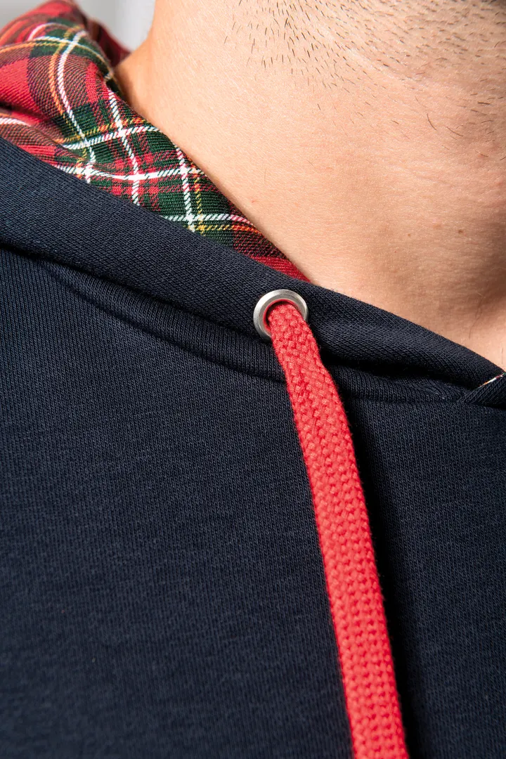 Unisex-Kapuzensweatshirt mit kontrastfarbener Kapuze und Motiven 21