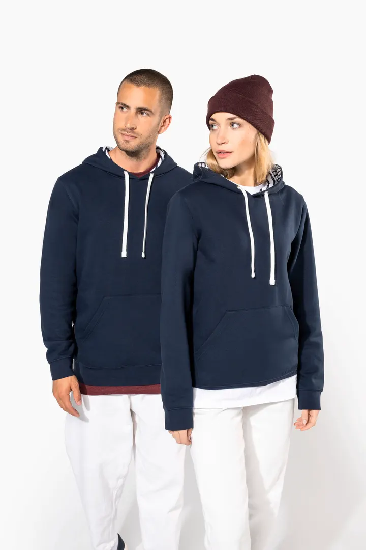 Unisex-Kapuzensweatshirt mit kontrastfarbener Kapuze und Motiven 19