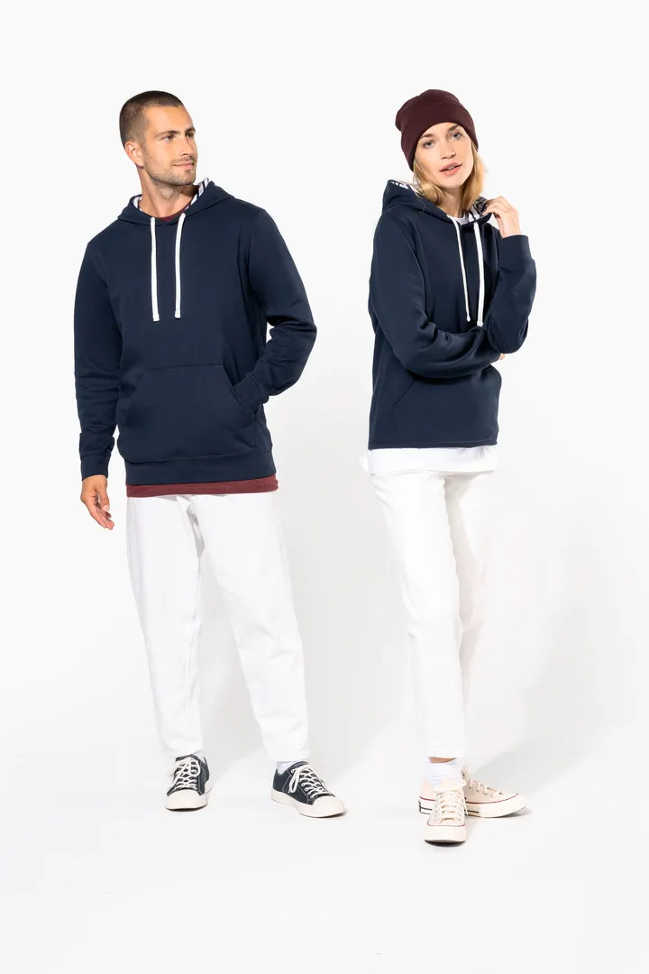 Unisex-Kapuzensweatshirt mit kontrastfarbener Kapuze und Motiven 20