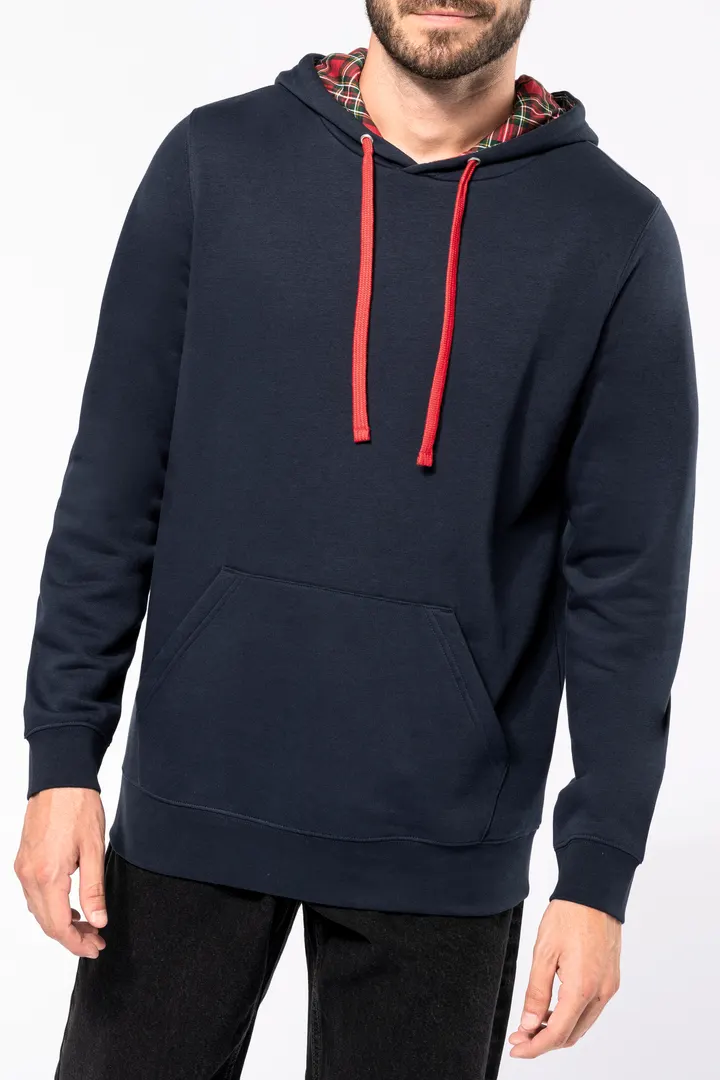 Unisex-Kapuzensweatshirt mit kontrastfarbener Kapuze und Motiven 24