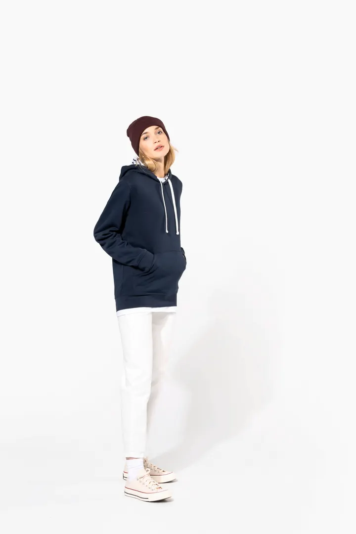 Unisex-Kapuzensweatshirt mit kontrastfarbener Kapuze und Motiven 4