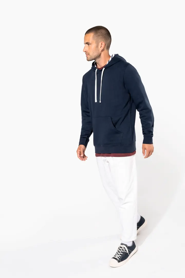 Unisex-Kapuzensweatshirt mit kontrastfarbener Kapuze und Motiven 5