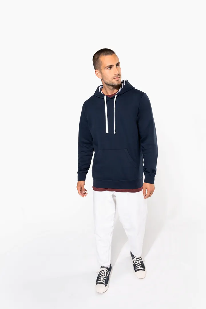 Unisex-Kapuzensweatshirt mit kontrastfarbener Kapuze und Motiven 6