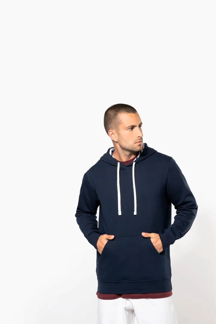 Unisex-Kapuzensweatshirt mit kontrastfarbener Kapuze und Motiven 8
