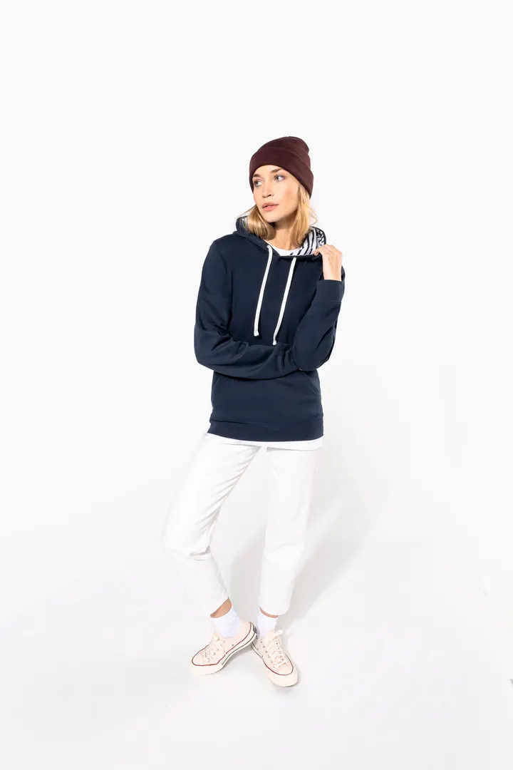 Unisex-Kapuzensweatshirt mit kontrastfarbener Kapuze und Motiven 2