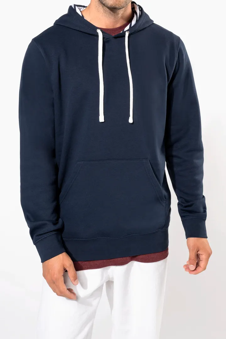 Unisex-Kapuzensweatshirt mit kontrastfarbener Kapuze und Motiven