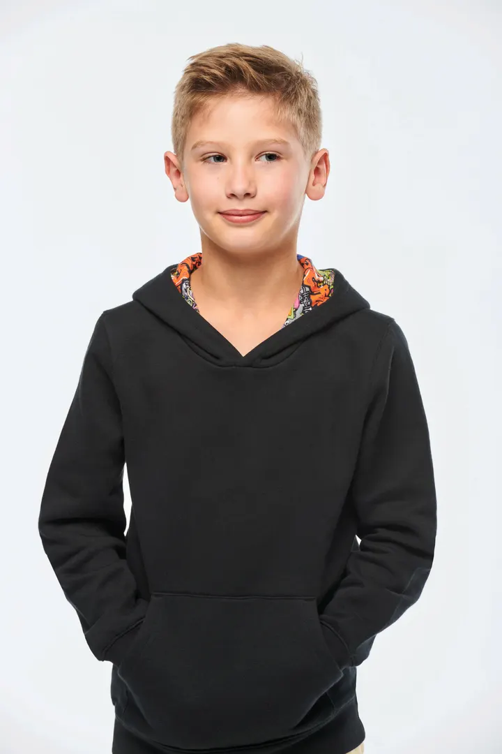 Kapuzensweatshirt mit kontrastfarbener Kapuze und Motiven für Kinder 31