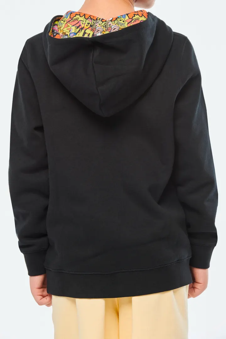 Kapuzensweatshirt mit kontrastfarbener Kapuze und Motiven für Kinder 35