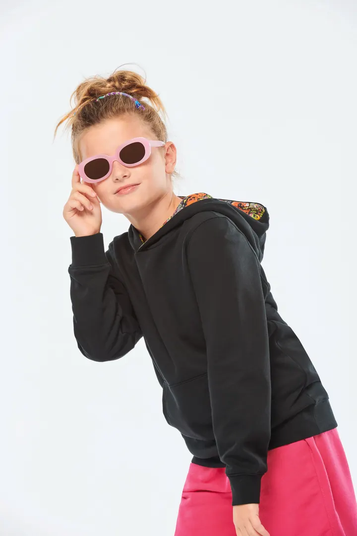 Kapuzensweatshirt mit kontrastfarbener Kapuze und Motiven für Kinder 5