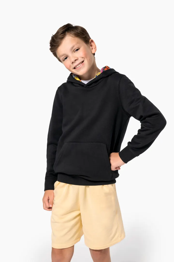 Kapuzensweatshirt mit kontrastfarbener Kapuze und Motiven für Kinder 4