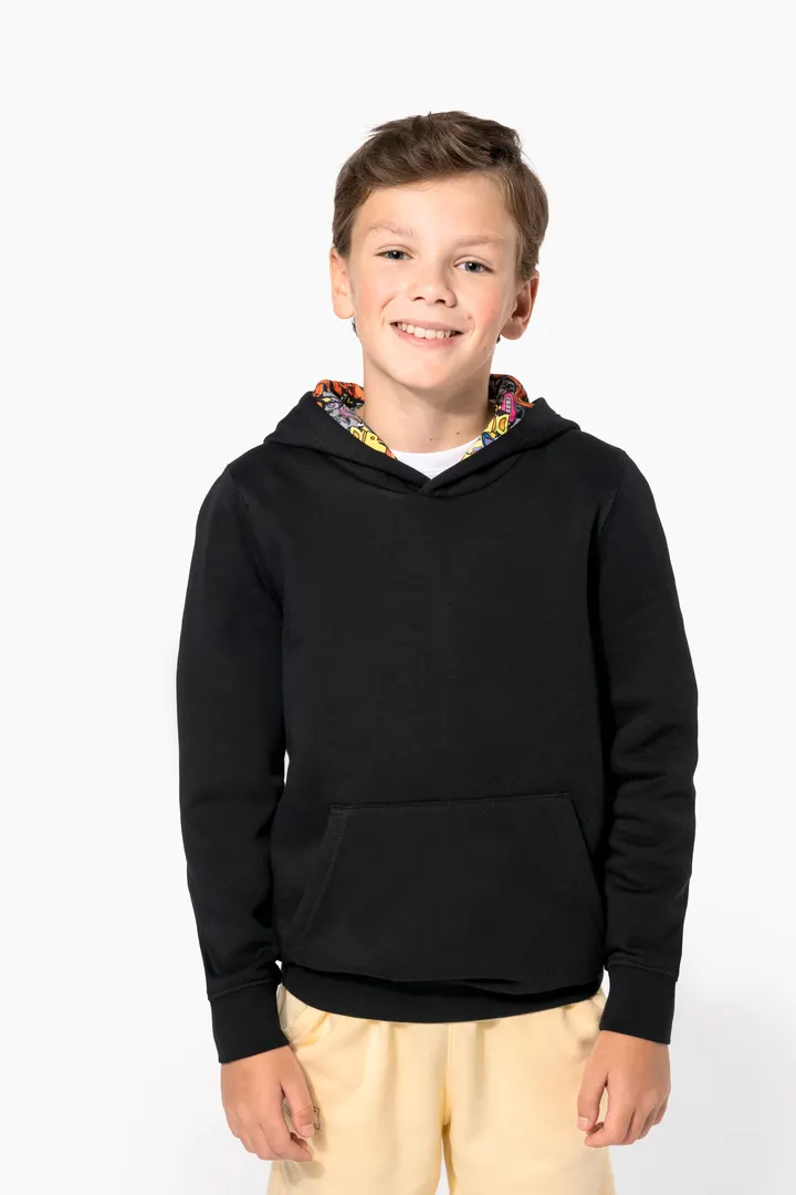 Kapuzensweatshirt mit kontrastfarbener Kapuze und Motiven für Kinder 6