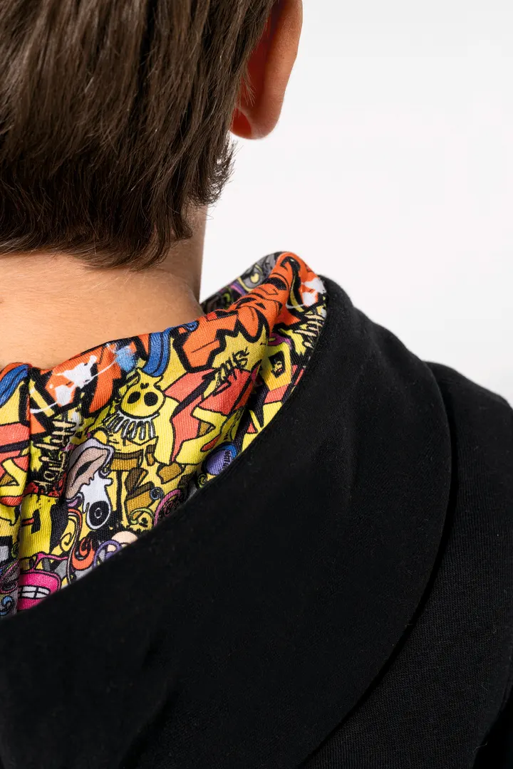 Kapuzensweatshirt mit kontrastfarbener Kapuze und Motiven für Kinder 10