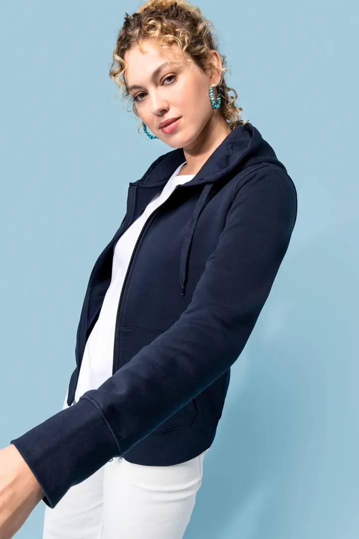 Umweltfreundliches Kapuzensweatshirt mit Reißverschluss Damen 5