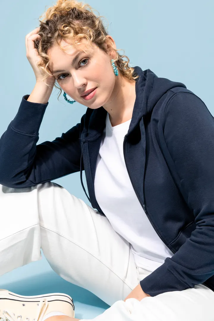 Umweltfreundliches Kapuzensweatshirt mit Reißverschluss Damen 8