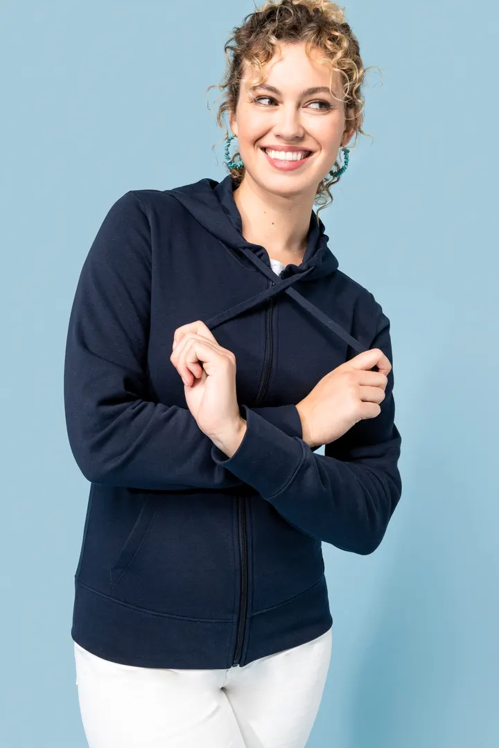 Umweltfreundliches Kapuzensweatshirt mit Reißverschluss Damen 2