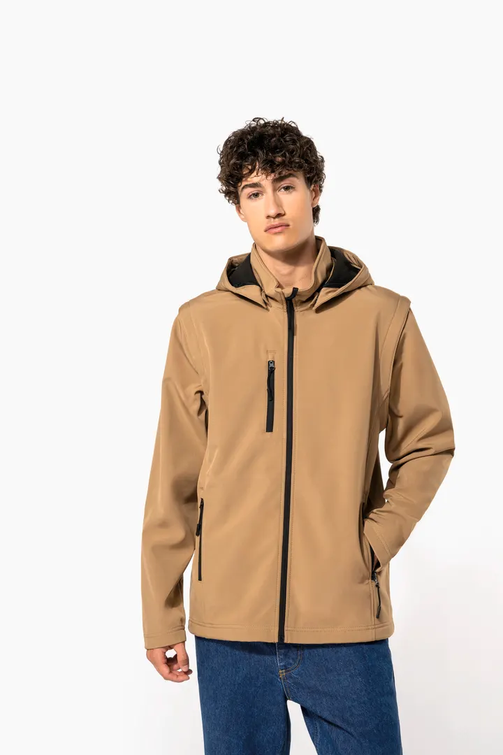 Veste Softshell 3 couches à capuche avec manches amovibles unisexe 2