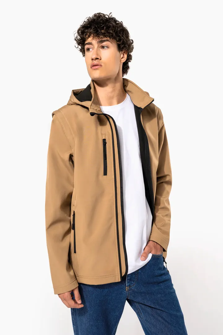 Veste Softshell 3 couches à capuche avec manches amovibles unisexe 4