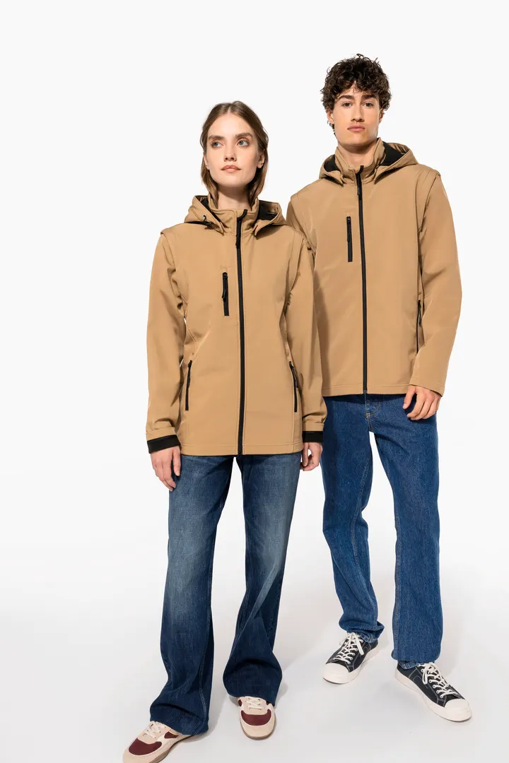 Veste Softshell 3 couches à capuche avec manches amovibles unisexe 7