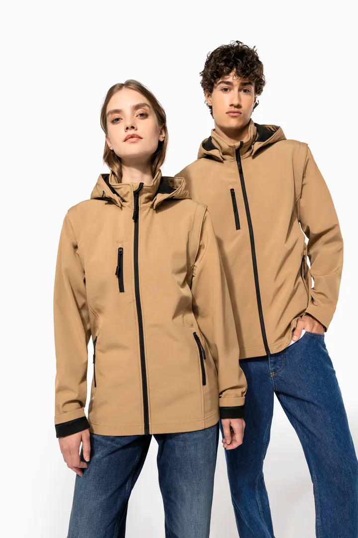 Veste Softshell 3 couches à capuche avec manches amovibles unisexe 8