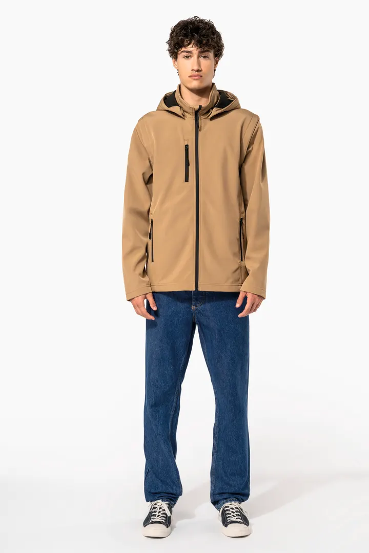 Veste Softshell 3 couches à capuche avec manches amovibles unisexe 1
