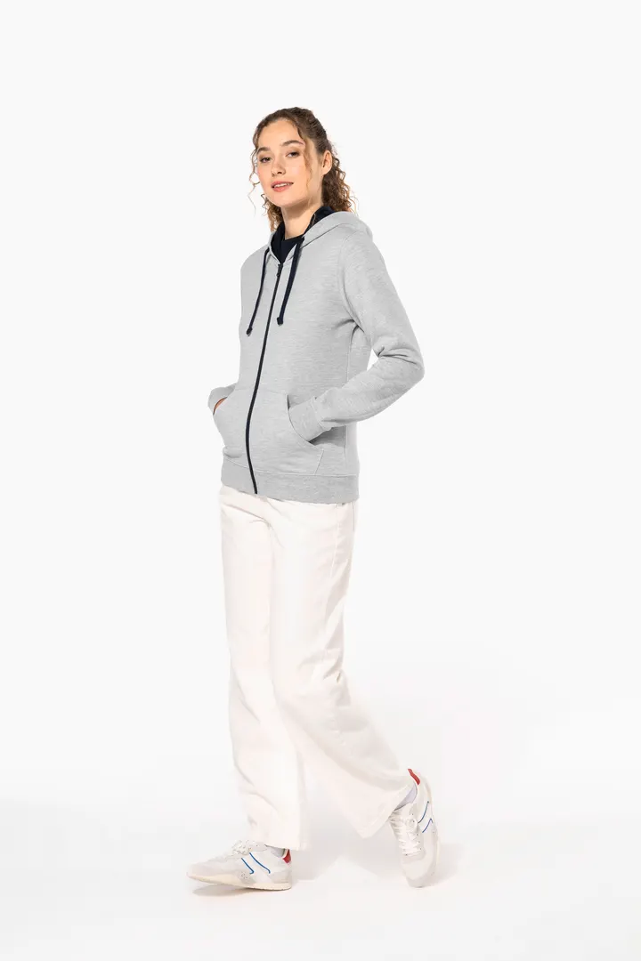 DAMEN-KAPUZENSWEATSHIRT BICOLOR mit Reißverschluss