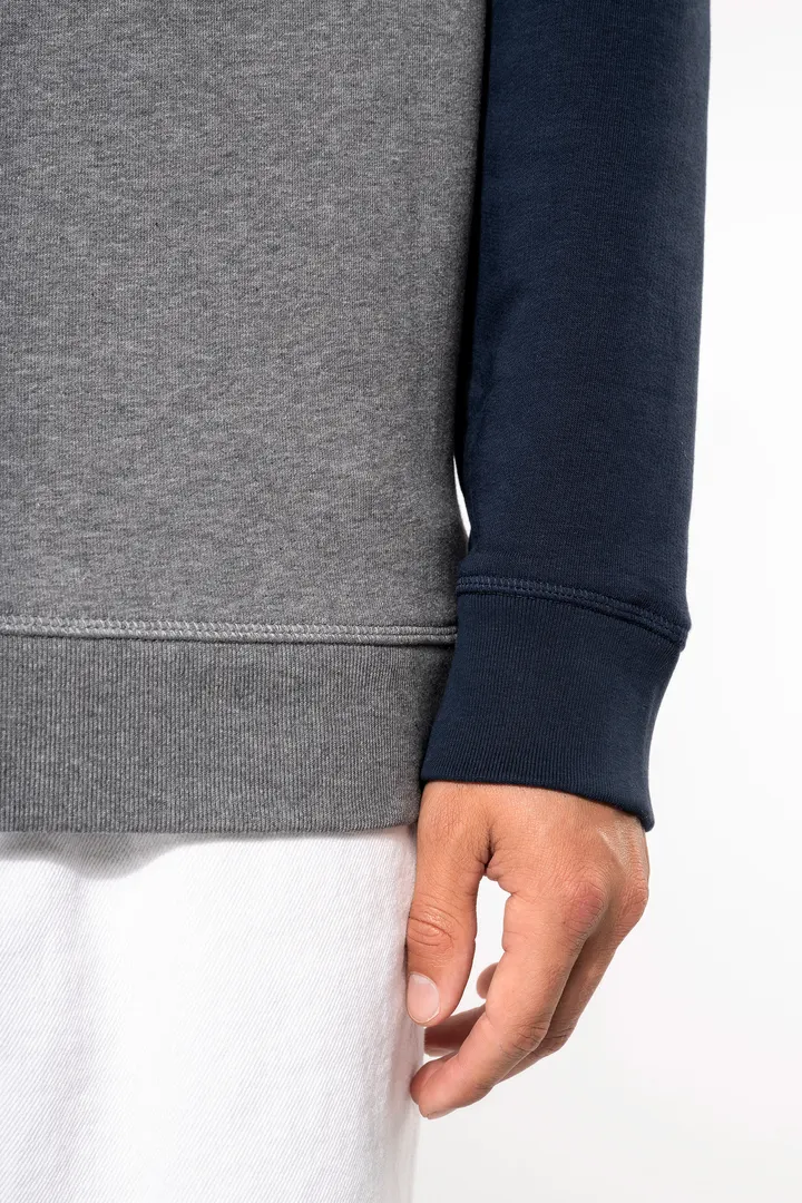 Zweifarbiges Herren-Sweatshirt French Terry mit Rundhalsausschnitt und Raglanärmeln AUS BIO-Baumwolle 14