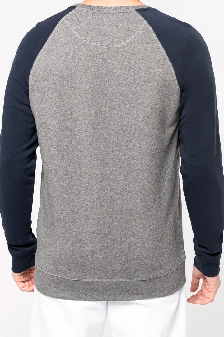 Zweifarbiges Herren-Sweatshirt French Terry mit Rundhalsausschnitt und Raglanärmeln AUS BIO-Baumwolle 6