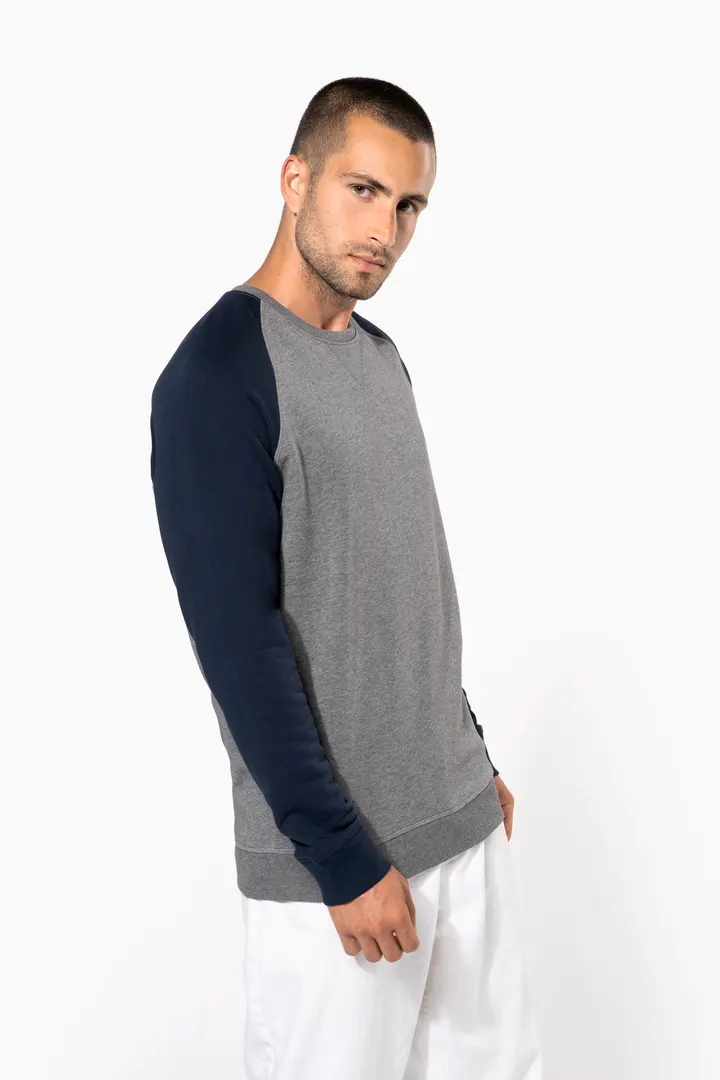 Zweifarbiges Herren-Sweatshirt French Terry mit Rundhalsausschnitt und Raglanärmeln AUS BIO-Baumwolle 5