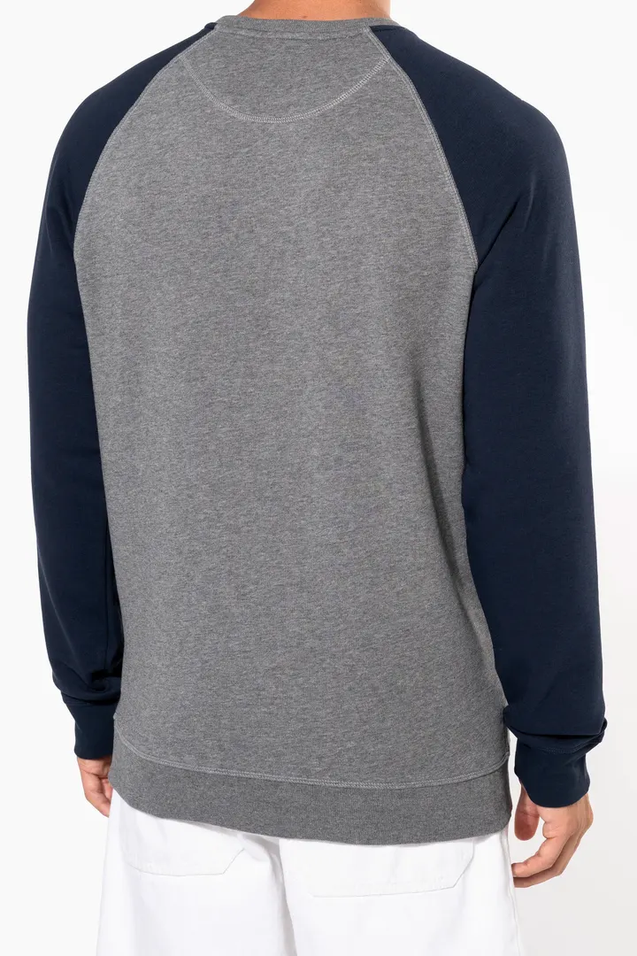 Zweifarbiges Herren-Sweatshirt French Terry mit Rundhalsausschnitt und Raglanärmeln AUS BIO-Baumwolle 4