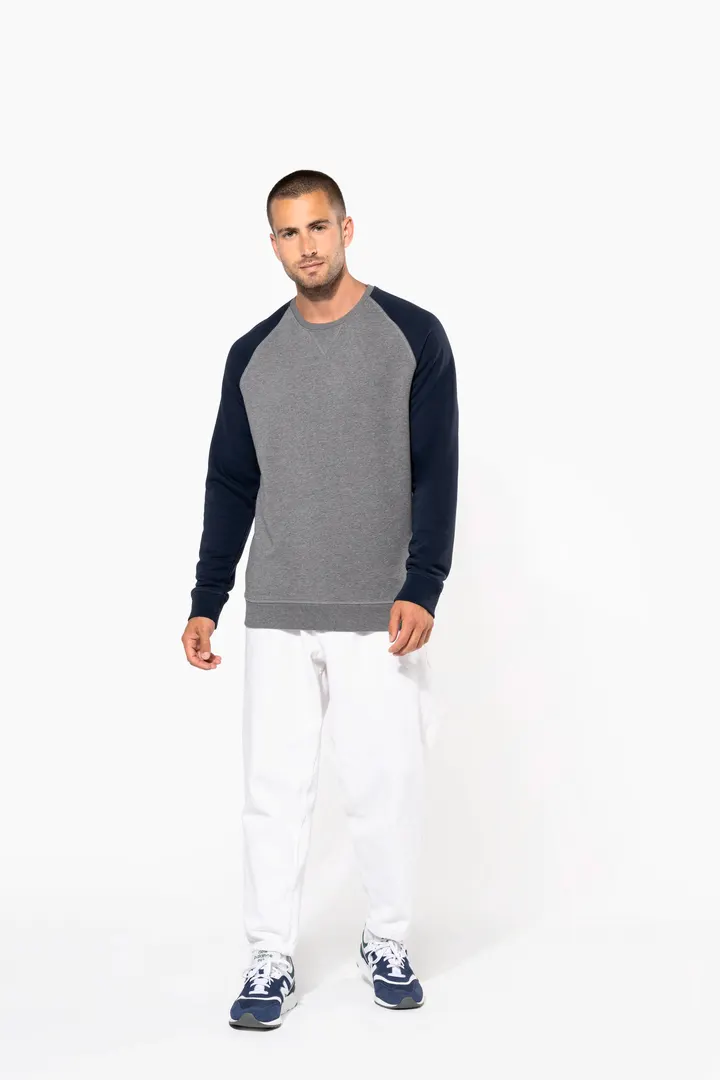 Zweifarbiges Herren-Sweatshirt French Terry mit Rundhalsausschnitt und Raglanärmeln AUS BIO-Baumwolle 7
