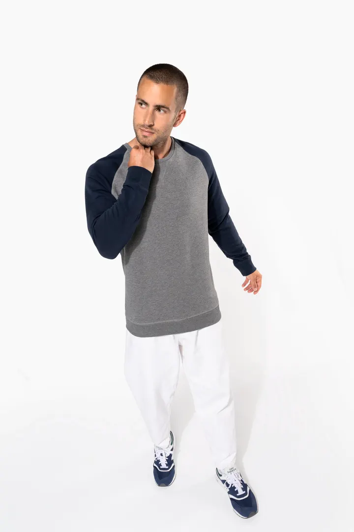 Zweifarbiges Herren-Sweatshirt French Terry mit Rundhalsausschnitt und Raglanärmeln AUS BIO-Baumwolle 8