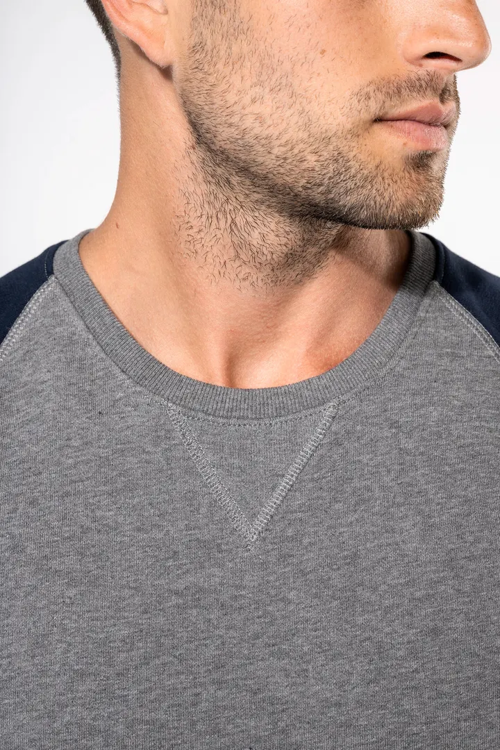 Zweifarbiges Herren-Sweatshirt French Terry mit Rundhalsausschnitt und Raglanärmeln AUS BIO-Baumwolle 10