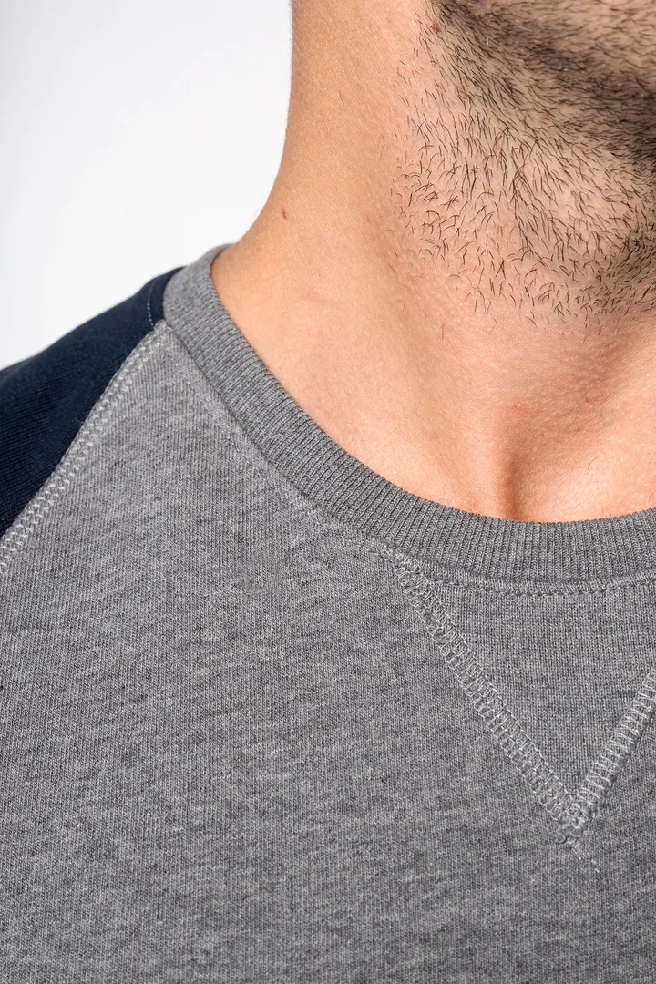 Zweifarbiges Herren-Sweatshirt French Terry mit Rundhalsausschnitt und Raglanärmeln AUS BIO-Baumwolle 11