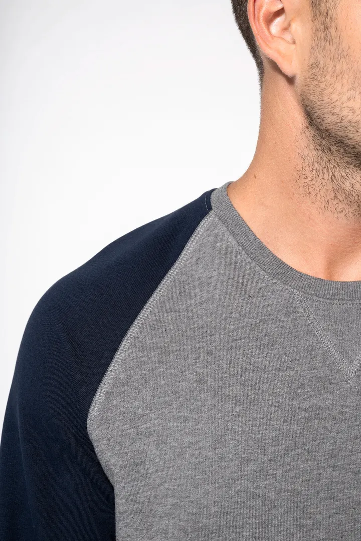 Zweifarbiges Herren-Sweatshirt French Terry mit Rundhalsausschnitt und Raglanärmeln AUS BIO-Baumwolle 12