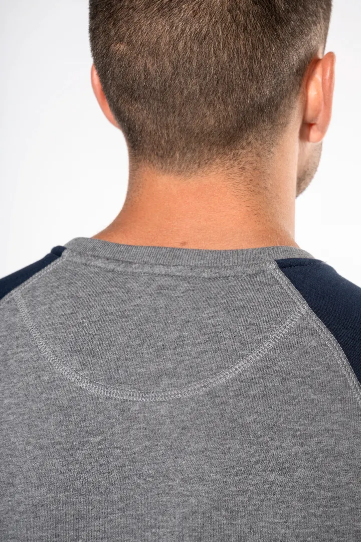 Zweifarbiges Herren-Sweatshirt French Terry mit Rundhalsausschnitt und Raglanärmeln AUS BIO-Baumwolle 13