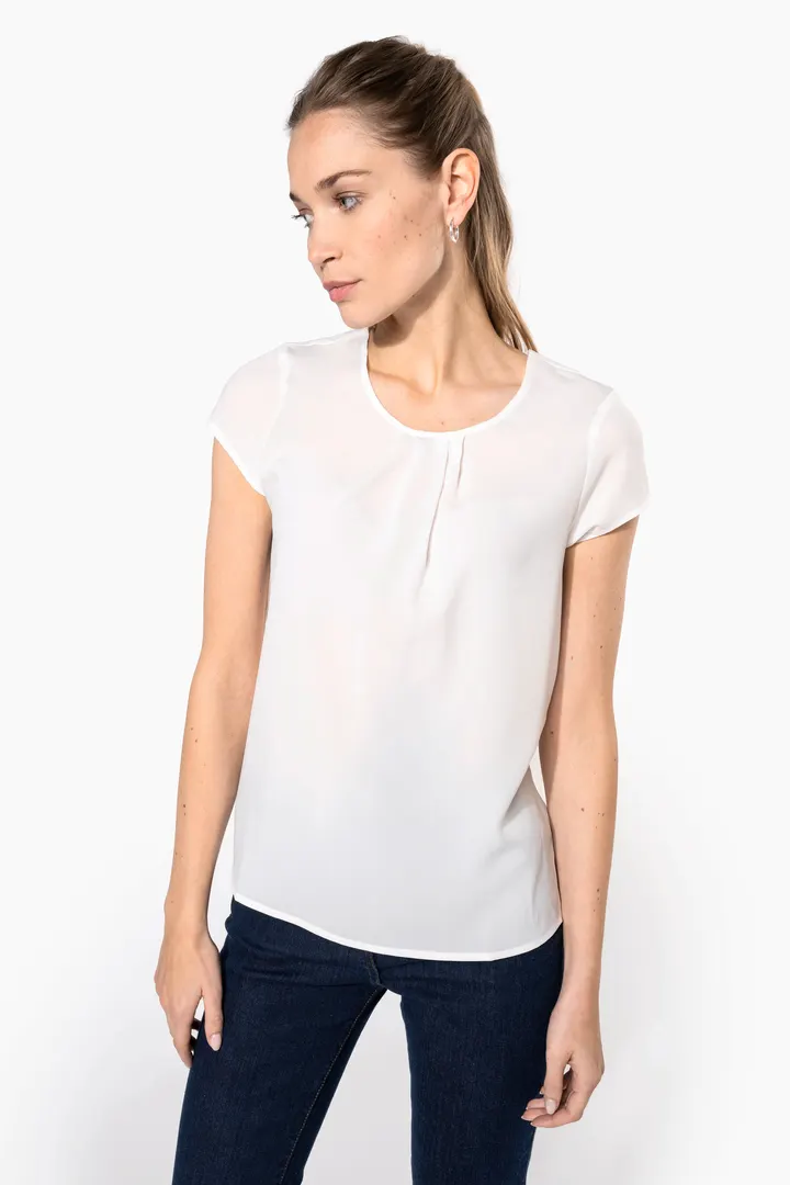 Kurzarm-Kreppbluse für Damen 2