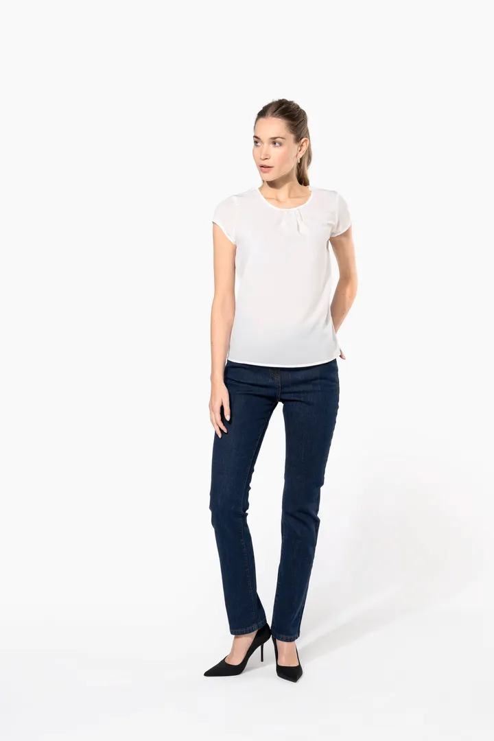 Kurzarm-Kreppbluse für Damen 6