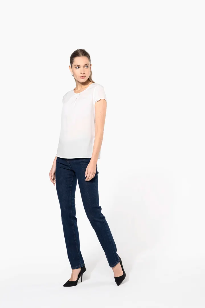 Kurzarm-Kreppbluse für Damen 7