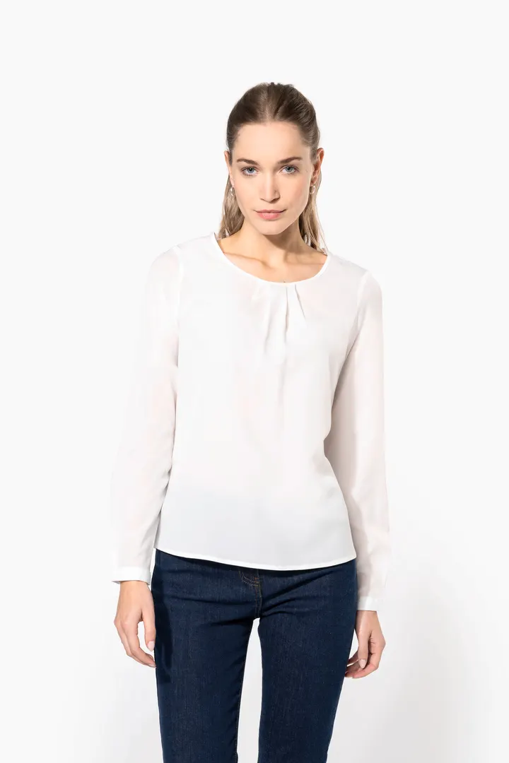 Langarm-Kreppbluse für Damen 2